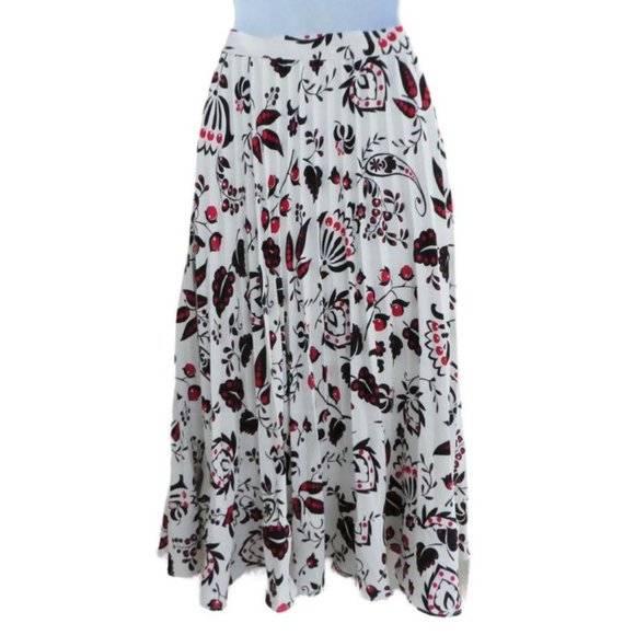 Talbots Petite Midi Skirt Pleated Fun Floral Side Zip Ruffle Hem Lined 16P Plus - Picture 3 of 9